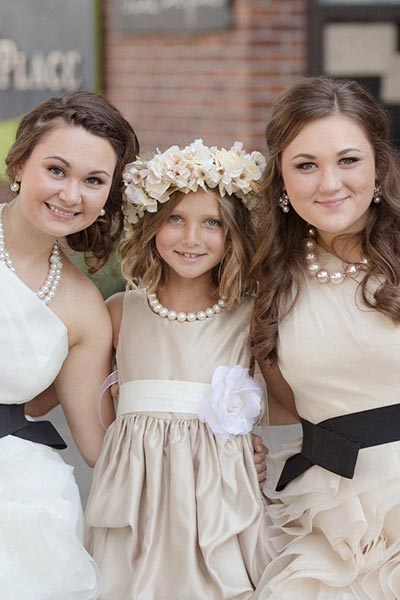 Bridesmaids in white dresses