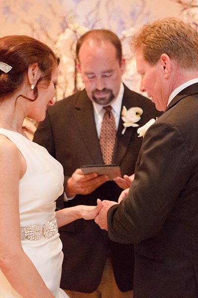 Bride and groom taking vows