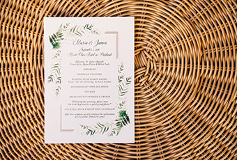 closeup of wedding inviation